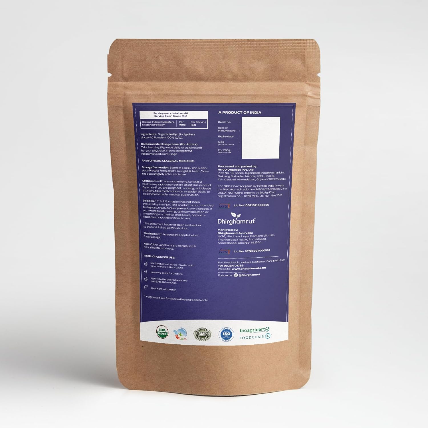 Natural Indigo Leaf Powder 200g