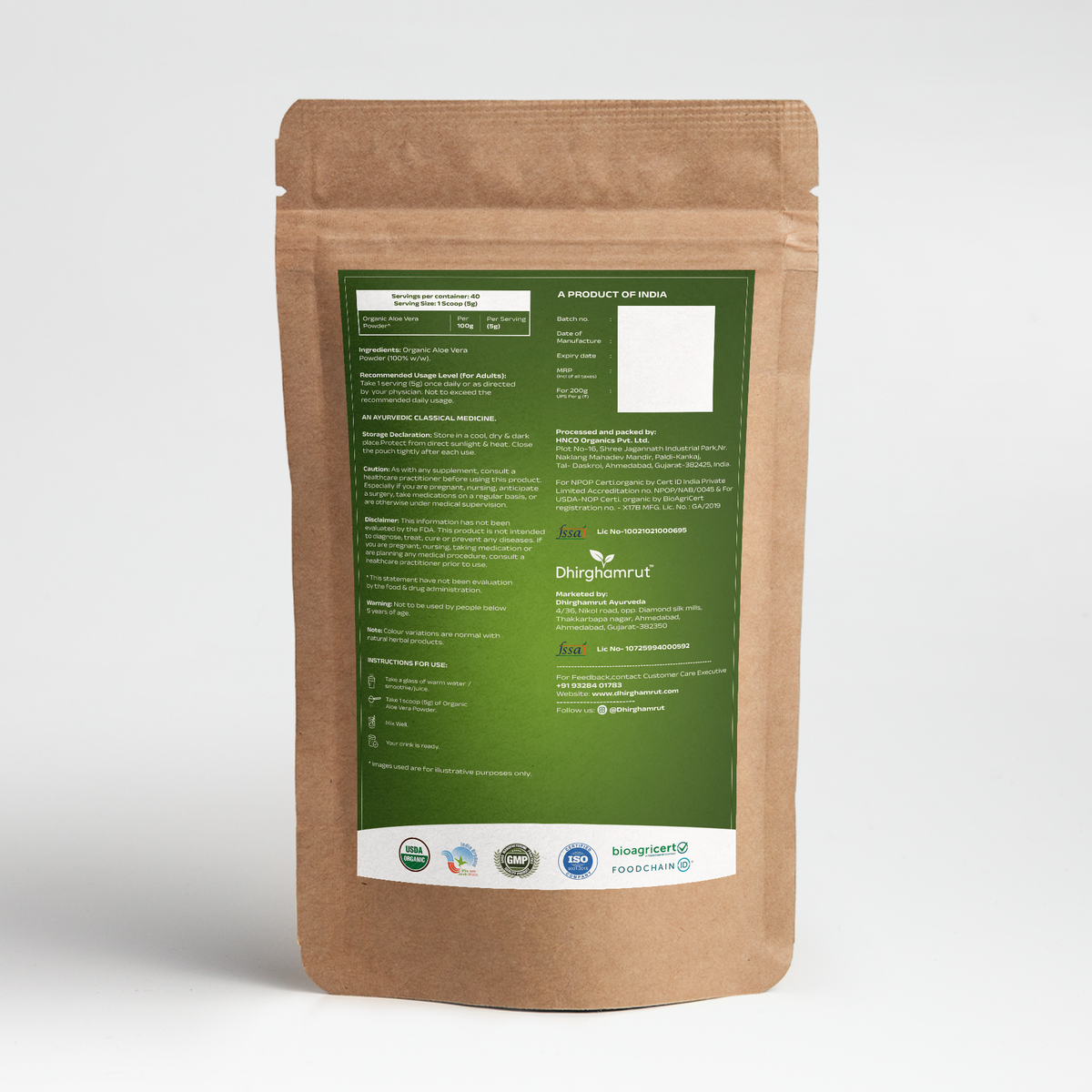 Organic Aloe Vera Powder 200g