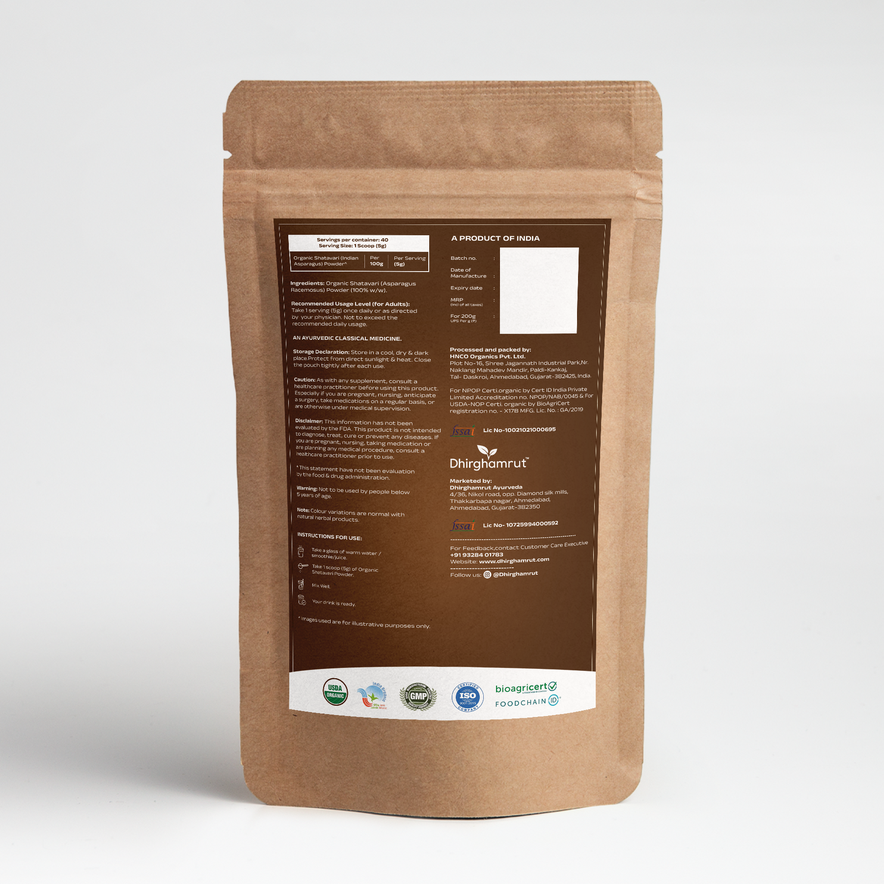 Shatavari Root Powder 200g